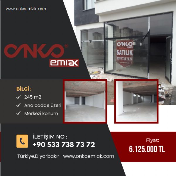 Satılık 245m2 Dükkan Diyarbakır Winstown avm Karşısı